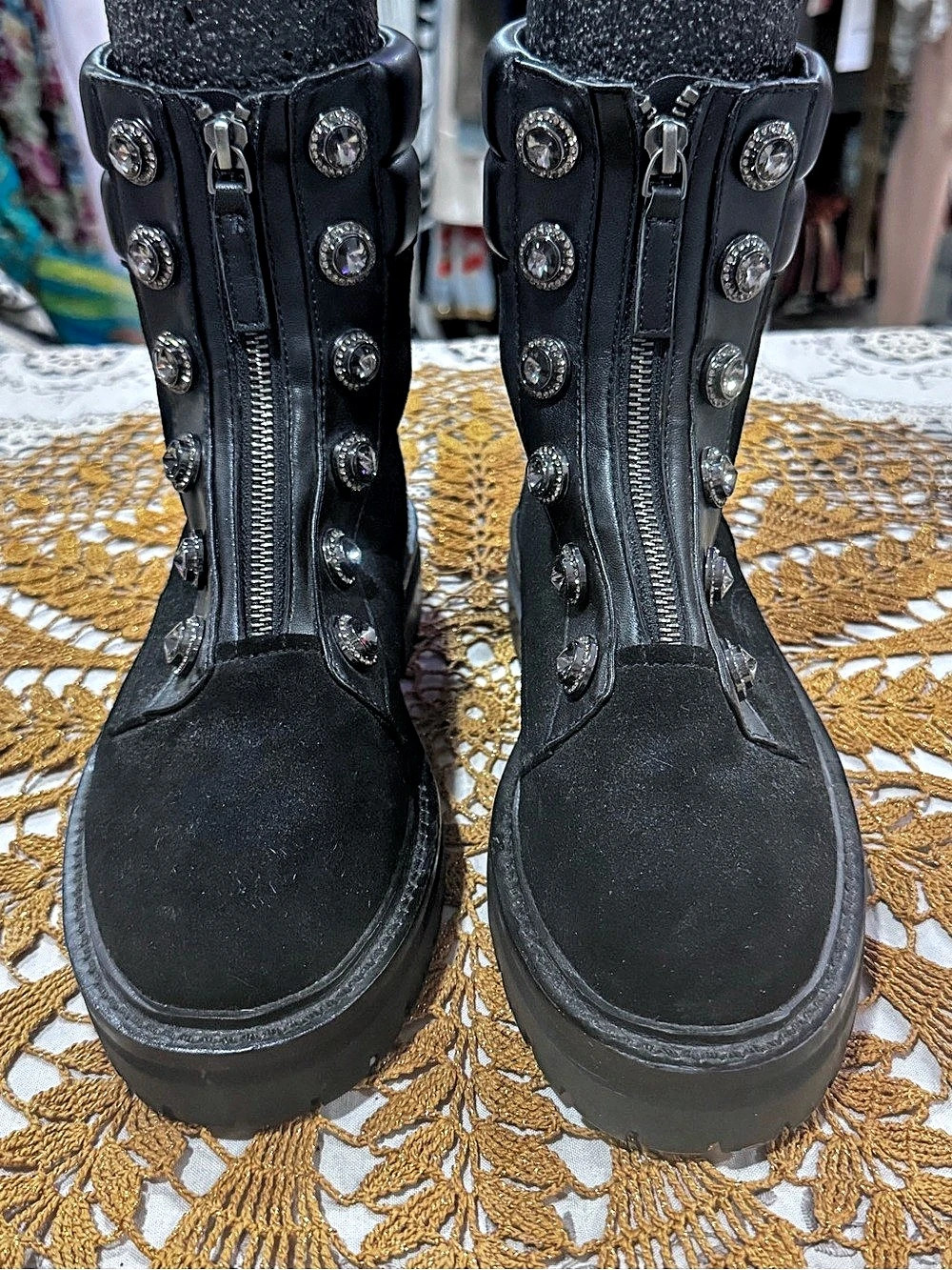 KURT GEIGER LONDON Black Studded Boots Size 7